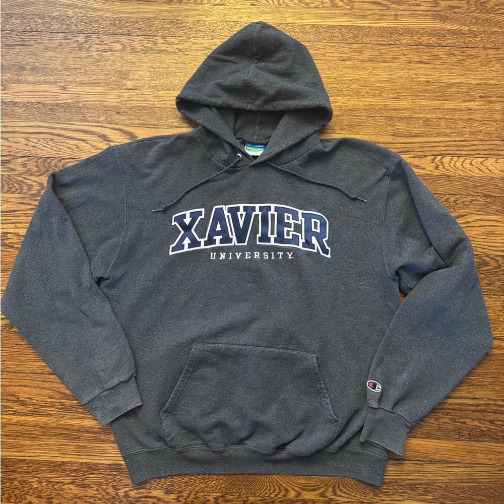 #631 XAVIER MUSKETEERS CHAMPION EXO FLEECE Dark Gray Xavier University Hoodie